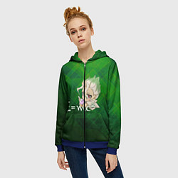 Толстовка на молнии женская Доктор Стоун, цвет: 3D-синий — фото 2