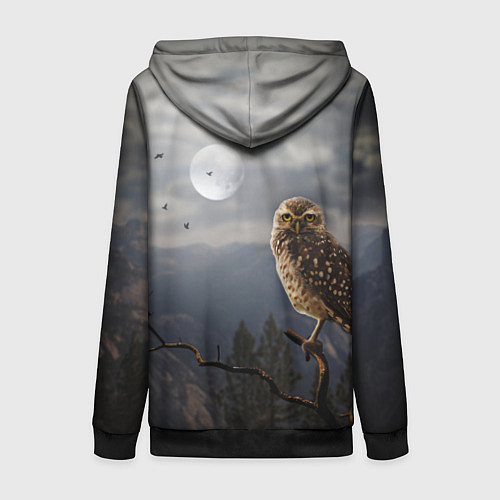 Женская толстовка на молнии Сова / 3D-Черный – фото 2