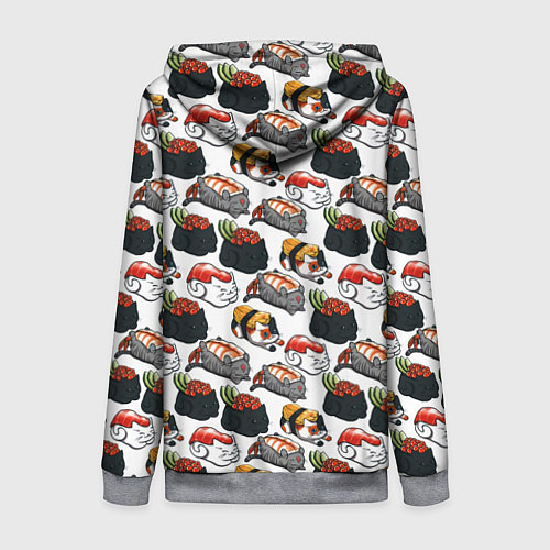 Женская толстовка на молнии Котики Суши / 3D-Меланж – фото 2