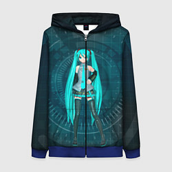 Толстовка на молнии женская Мику Хацуне, цвет: 3D-синий