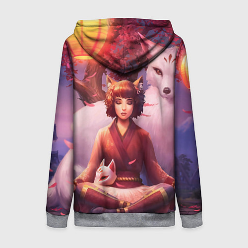 Женская толстовка на молнии Девушка-лиса / 3D-Меланж – фото 2