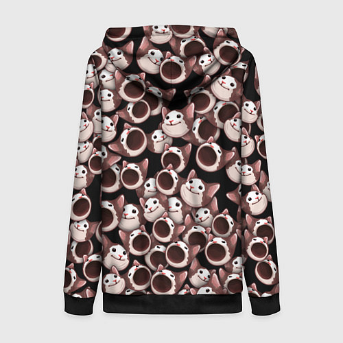 Женская толстовка на молнии Popping cats / 3D-Черный – фото 2