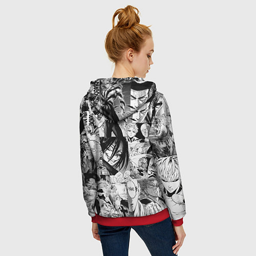 Женская толстовка на молнии One-Punch Man Ванпачмен / 3D-Красный – фото 4