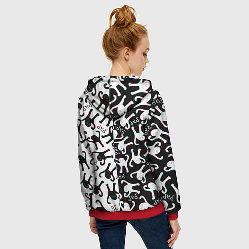 Женская толстовка на молнии МЕМ КОТ ЪУЪ СЪУКА / 3D-Красный – фото 4