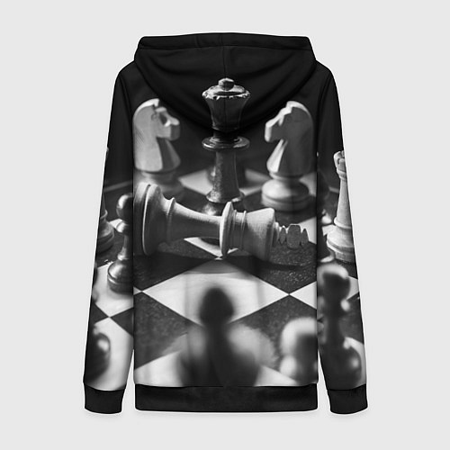 Женская толстовка на молнии Шахматы / 3D-Черный – фото 2