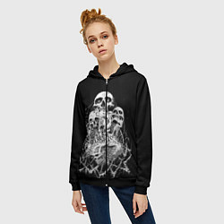 Толстовка на молнии женская ЧЕРЕПА, цвет: 3D-черный — фото 2