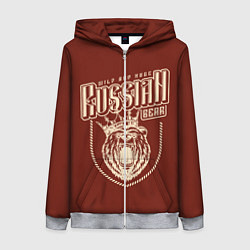 Женская толстовка на молнии Русский медведь в короне