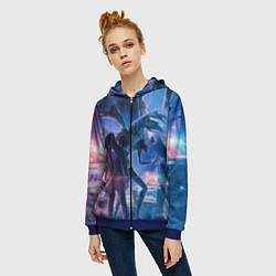 Толстовка на молнии женская DEATH NOTE ТЕТРАДЬ СМЕРТИ, цвет: 3D-синий — фото 2