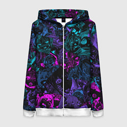 Толстовка на молнии женская Neon Ahegao, цвет: 3D-белый