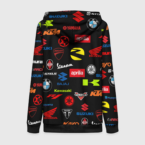 Женская толстовка на молнии Motorcycle pattern Мото паттерн Z / 3D-Черный – фото 2