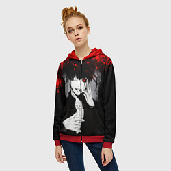 Толстовка на молнии женская ТОКИЙСКИЙ ГУЛЬ TOKYO GHOUL, цвет: 3D-красный — фото 2