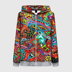 Толстовка на молнии женская Яркая абстракция bright abstraction, цвет: 3D-меланж