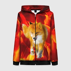 Толстовка на молнии женская Fire Fox, цвет: 3D-черный