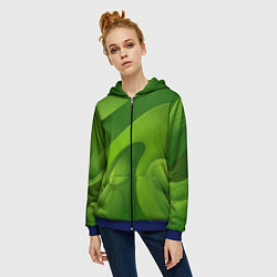 Толстовка на молнии женская 3d Green abstract, цвет: 3D-синий — фото 2