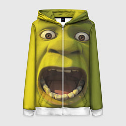 Толстовка на молнии женская Shrek is Yelling, цвет: 3D-белый