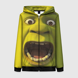 Толстовка на молнии женская Shrek is Yelling, цвет: 3D-черный