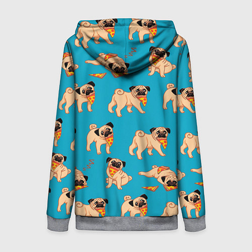 Женская толстовка на молнии Мопсы с пиццей / 3D-Меланж – фото 2