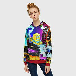 Толстовка на молнии женская Geometry Dash: Art, цвет: 3D-красный — фото 2