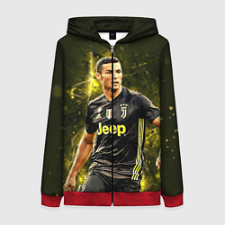 Толстовка на молнии женская Cristiano Ronaldo Juventus, цвет: 3D-красный