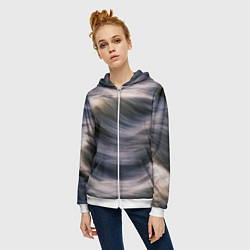 Толстовка на молнии женская Море волнуется, цвет: 3D-белый — фото 2