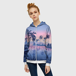 Толстовка на молнии женская Тихая заводь, цвет: 3D-белый — фото 2