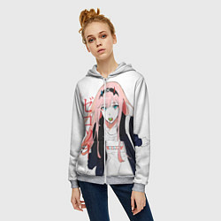 Толстовка на молнии женская Zero Two, Darling in the Franx, цвет: 3D-меланж — фото 2