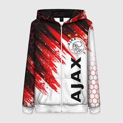 Толстовка на молнии женская FC AJAX AMSTERDAM ФК АЯКС, цвет: 3D-белый