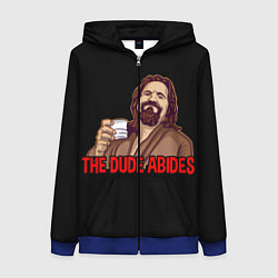 Толстовка на молнии женская The Dude Abides Lebowski, цвет: 3D-синий