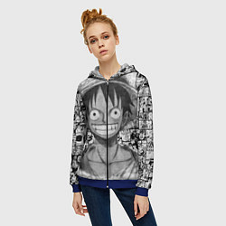 Толстовка на молнии женская Луфи улыбается one piece, цвет: 3D-синий — фото 2