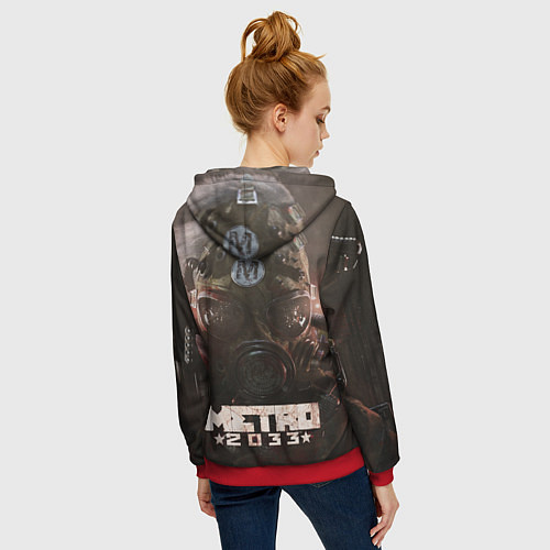 Женская толстовка на молнии MERTO 2033 ПРОТИВОГАЗ / 3D-Красный – фото 4