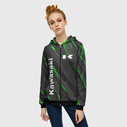 Толстовка на молнии женская KAWASAKI КАВАСАКИ SPORT, цвет: 3D-черный — фото 2