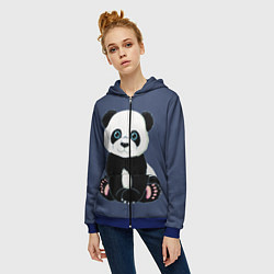 Толстовка на молнии женская Милая Панда Sweet Panda, цвет: 3D-синий — фото 2