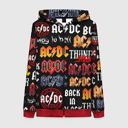Толстовка на молнии женская AC DC LOGOBOMBING, цвет: 3D-красный