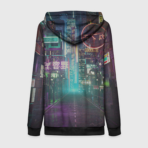 Женская толстовка на молнии Neon Tokyo / 3D-Черный – фото 2