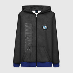 Толстовка на молнии женская BMW LOGO AND INSCRIPTION, цвет: 3D-синий