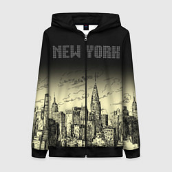Толстовка на молнии женская Нью-Йорк, цвет: 3D-черный