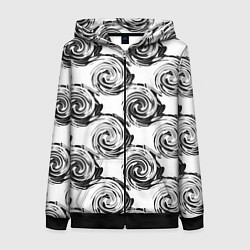 Женская толстовка на молнии Черно-белый абстрактный узор