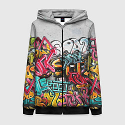 Толстовка на молнии женская Graffiti on the wall, цвет: 3D-черный