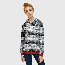 Толстовка на молнии женская Акварельный полосатый узор, цвет: 3D-красный — фото 2