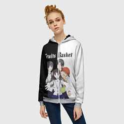 Толстовка на молнии женская Корзинка фруктов персонажи, цвет: 3D-меланж — фото 2