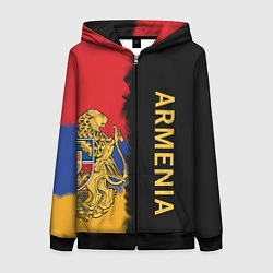 Толстовка на молнии женская Armenia Flag and emblem, цвет: 3D-черный