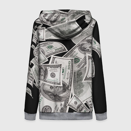 Женская толстовка на молнии Деньги и купюры смайл / 3D-Меланж – фото 2