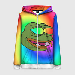 Женская толстовка на молнии Pepe rainbow