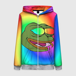 Женская толстовка на молнии Pepe rainbow