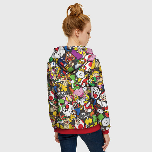 Женская толстовка на молнии Mario ALLSTARS / 3D-Красный – фото 4