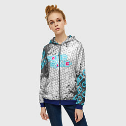 Толстовка на молнии женская Игра в кальмара, цвет: 3D-синий — фото 2