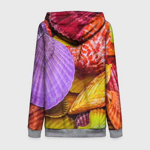 Женская толстовка на молнии Разноцветные ракушки multicolored seashells / 3D-Меланж – фото 2