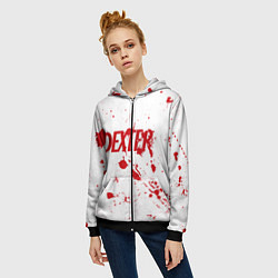 Толстовка на молнии женская Dexter logo Декстер брызги крови, цвет: 3D-черный — фото 2