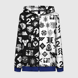 Толстовка на молнии женская DESTINY LOGOBOMBING ЧЁРНО БЕЛОЕ, цвет: 3D-синий