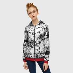 Толстовка на молнии женская Эффект линогравюры, цвет: 3D-красный — фото 2